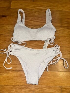 White Hollister Side-Tie Bathing Suit
